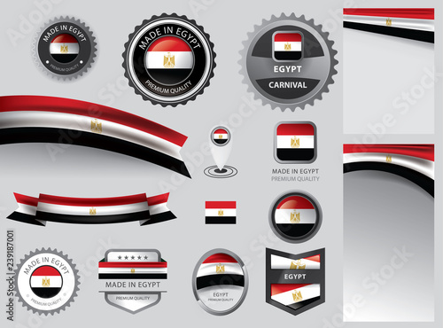 Made in Egypt seal, Egyptian flag and color --Vector Art--