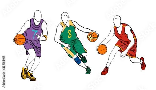 Set of basketball players.