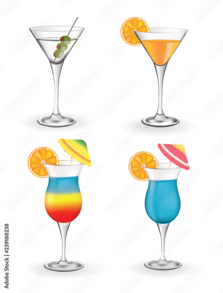 Cocktails set. vector illustration