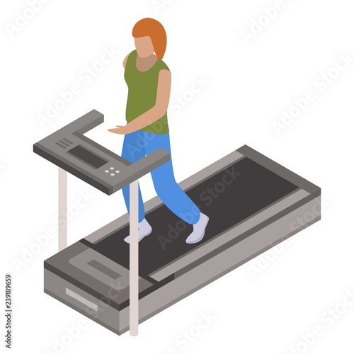 Woman treadmill icon. Isometric of woman treadmill vector icon for web design isolated on white background