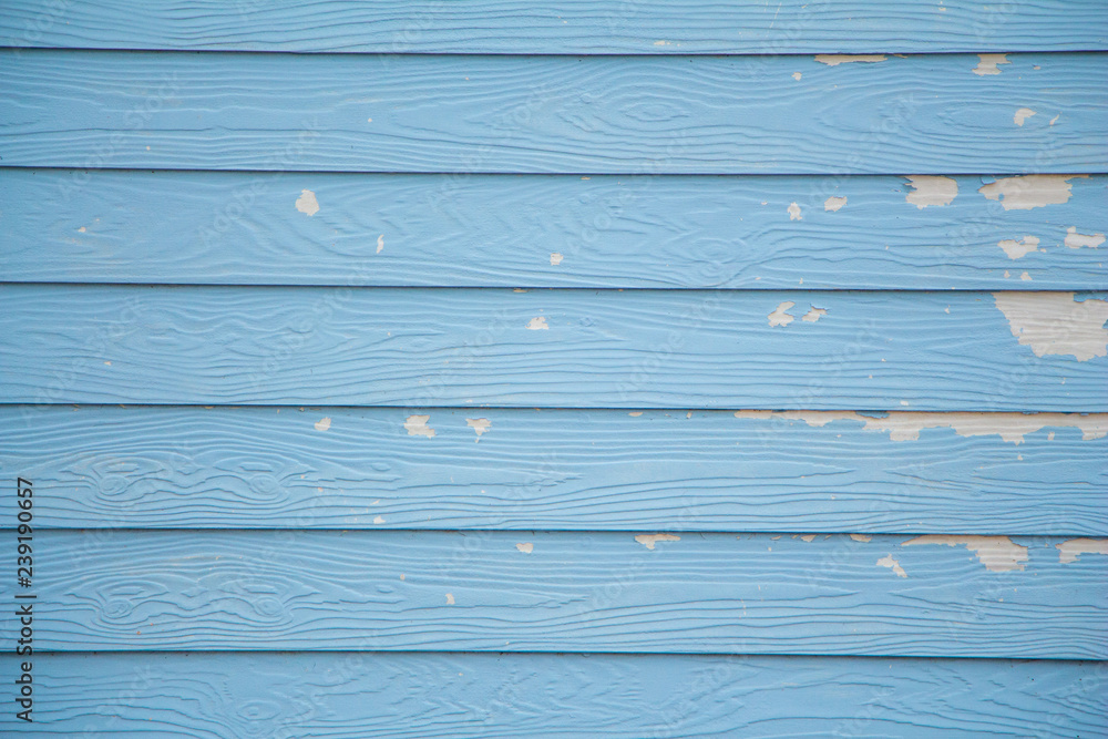 Fototapeta premium Blue wood texture background.Peeling paint wall.