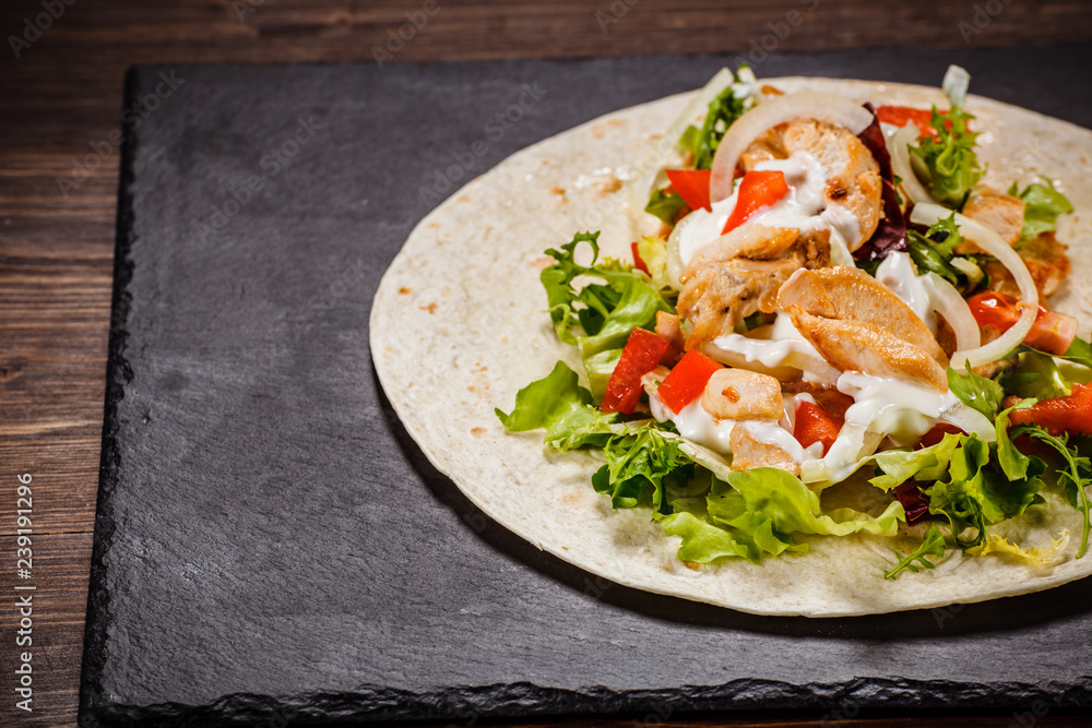 Kebab - grilled meat and vegetables Kebab - grilled meat and vegetables