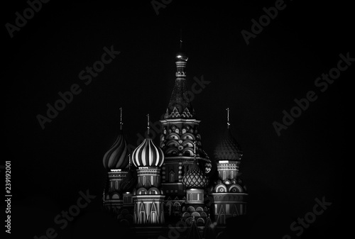 Canvas Print Saint Basil's Cathedral in Red Square in winter at night, Moscow, Russia