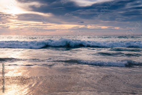 Beautiful sunset in the tropical ocean. © arthurkochiev