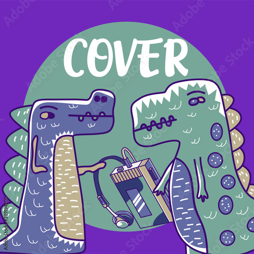 Dinosaur baby girl cute print. Cool brachiosaurus illustration for nursery t-shirt, kids apparel, invitation, simple scandinavian child design. Text slogan. - Vector