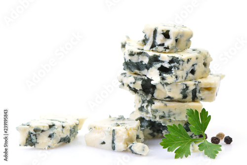 Photos Blue cheese on white background