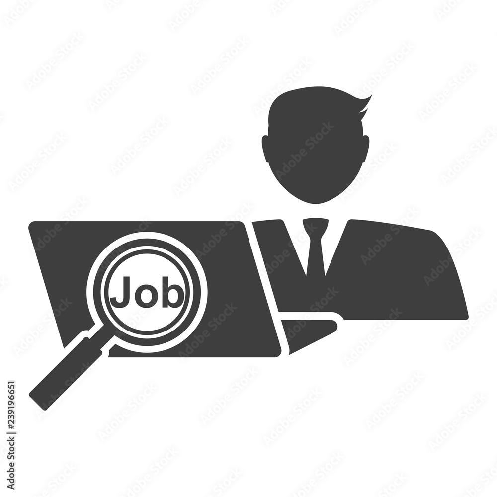 The recruitment agent selects the job for the applicant. Vector icon on white background The recruitment agent selects the job for the applicant. Vector icon on white background