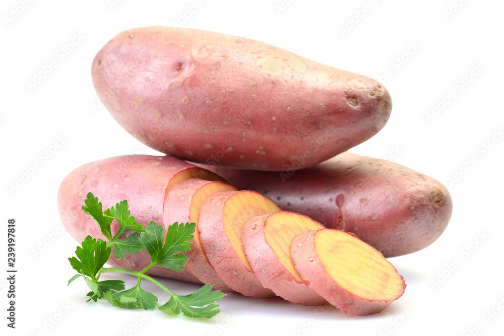 Potatoes on white background