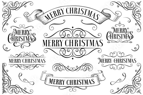 Set of Christmas  frames. Christmas Callygraphic - hand drawn inscription. Lettering. Text for greeting card. Greeting card 