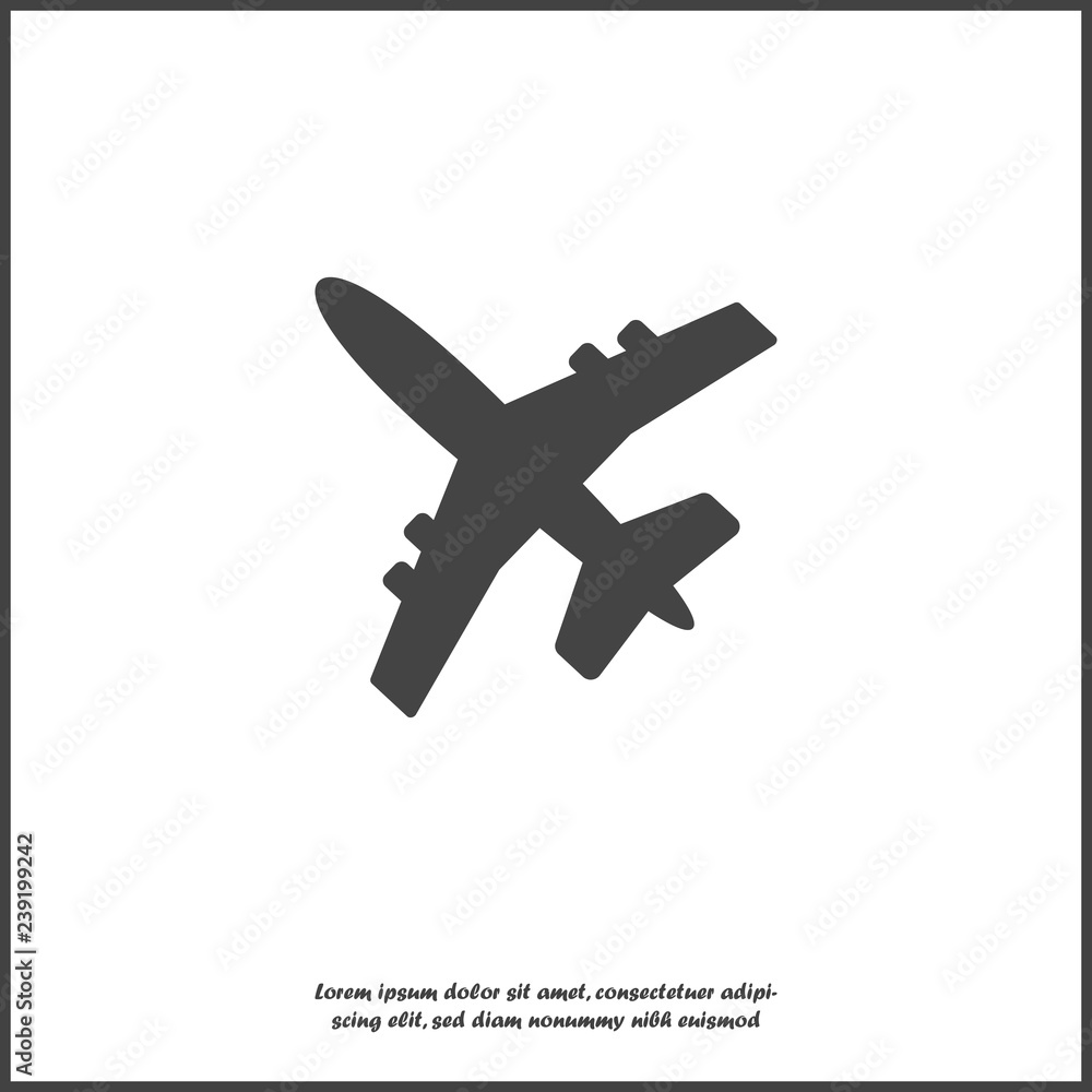 Aircraft or airplane icon on white isolated background. Layers grouped for easy editing illustration. For your design. Aircraft or airplane icon on white isolated background. Layers grouped for easy editing illustration. For your design.
