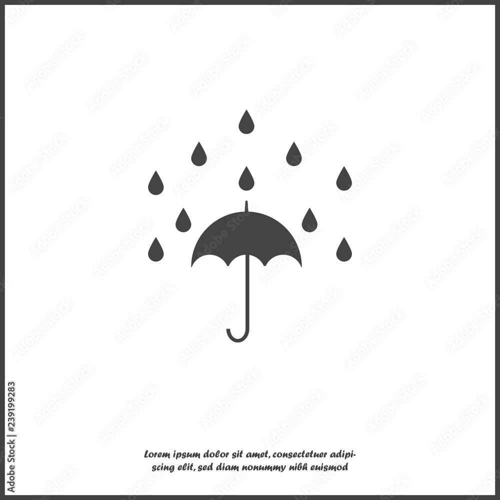 Umbrella protects from rain. Vector icon illustration umbrella and rain  icon on white isolated background. Layers grouped for easy editing  illustration. For your design. Stock Vector | Adobe Stock