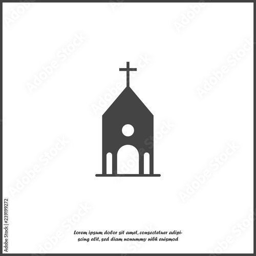 Church building icon. Vector religious church illustration icon on white isolated background. Layers grouped for easy editing illustration. For your design.