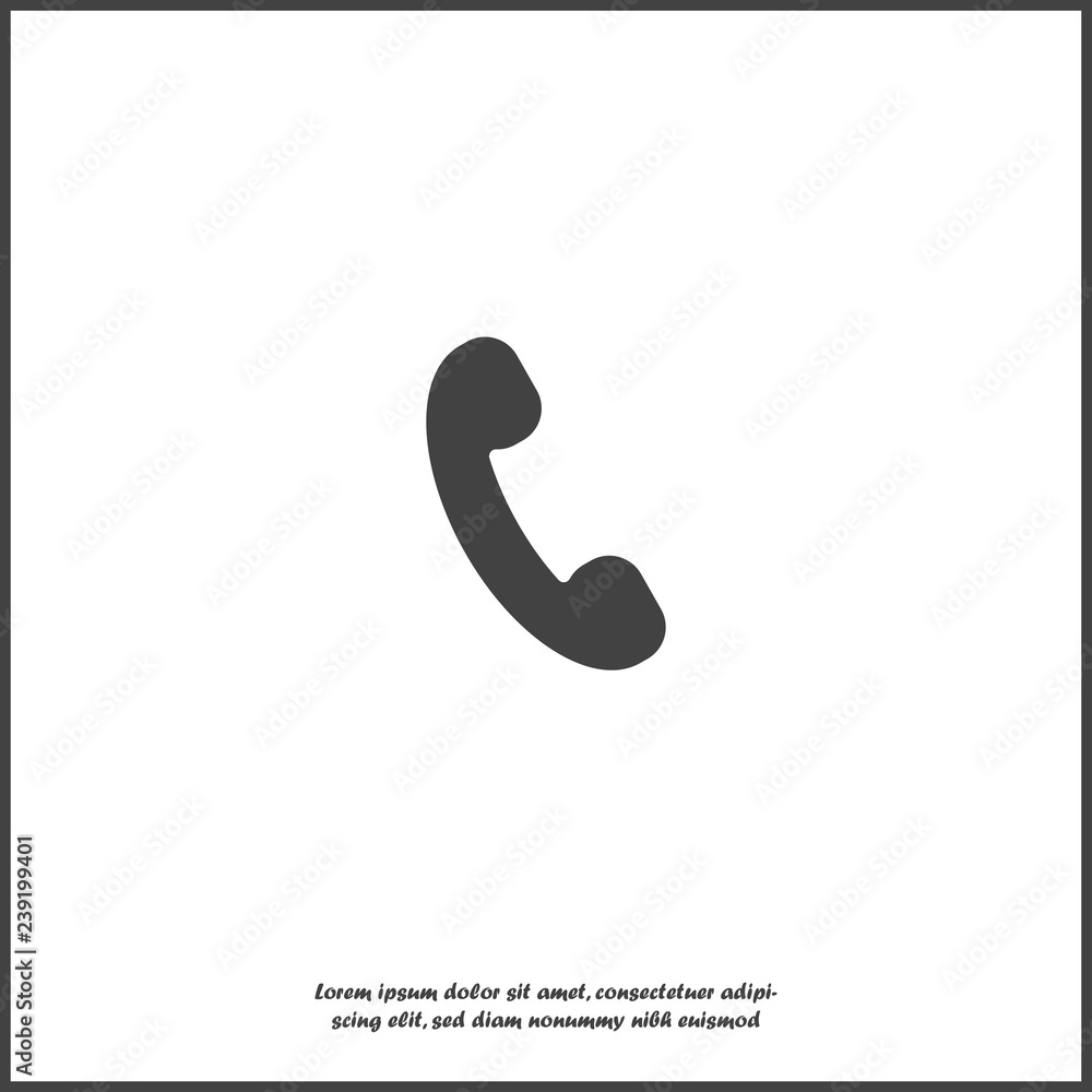 Handset vector icon. Phone icon in flat style on white isolated background.  Layers grouped for easy editing illustration. For your design. Stock Vector  | Adobe Stock