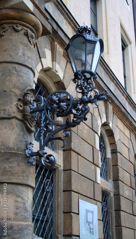 Street lamp in the city center of Dresden, Saxony, Germany