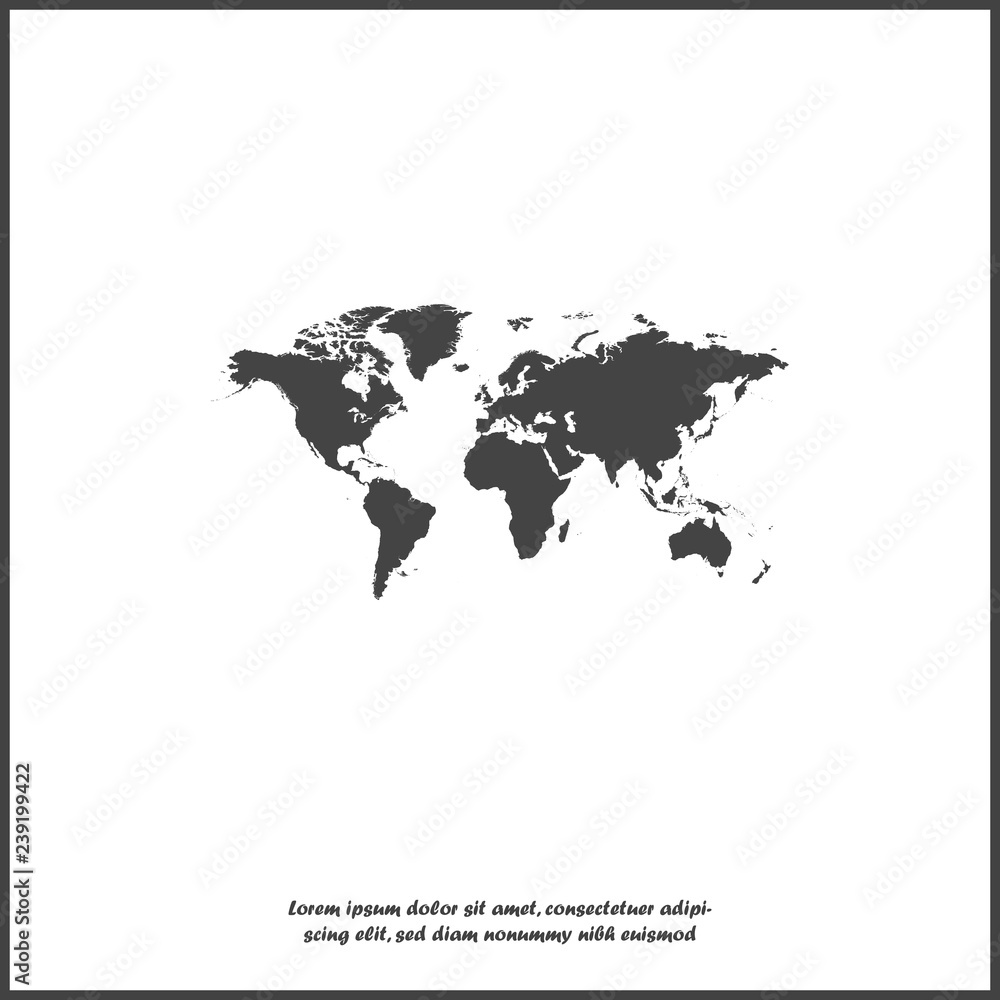 Vector illustration world map. World map on white isolated background. Layers grouped for easy editing illustration. For your design.