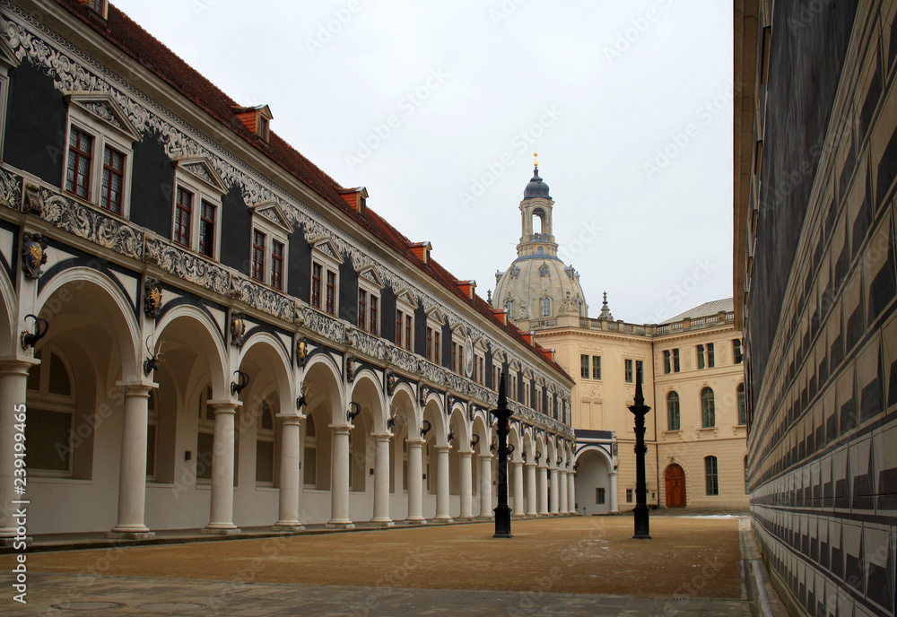 Stallhof in Dresden,Germany (Dresdner Residenzschloss,Dresdner Schloss).Dresden Castle or Royal Palace is one of the oldest buildings in Dresden.It has been residence of electors and kings of Saxony