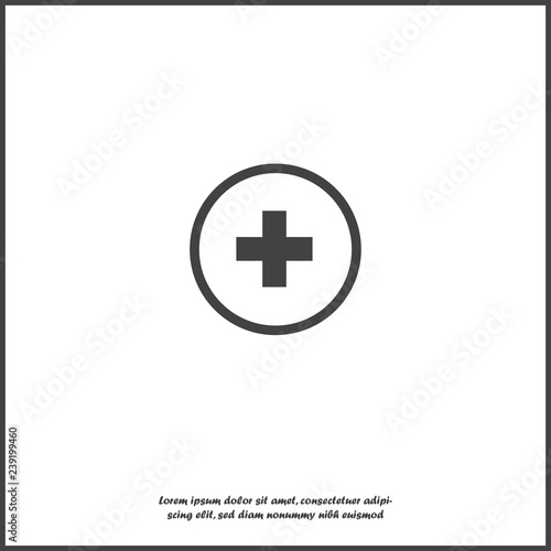 Vector icon hospital medicine. Medical cross illustration in a circle on white isolated background. Layers grouped for easy editing illustration. For your design.