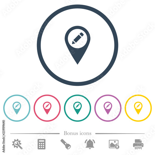 Rename GPS map location flat color icons in round outlines