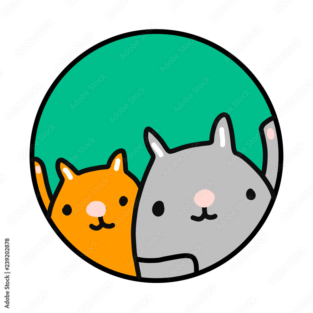 Two cats hand drawn logo illustration for pet shop veterinarian clinic for prints posters banners presentation t shirts articles and journals Two cats hand drawn logo illustration for pet shop veterinarian clinic for prints posters banners presentation t shirts articles and journals