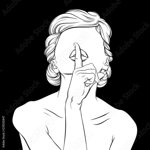 Creative vector illustration of woman made in hand drawn realistic style. Hipster hand sketched artwork. Template for business card poster banner label print for t-shirt.