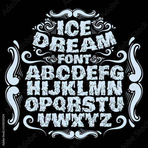Vector melting type. Trendy font made in hand drawn line style. Cute font for card poster banner print for t-shirt.