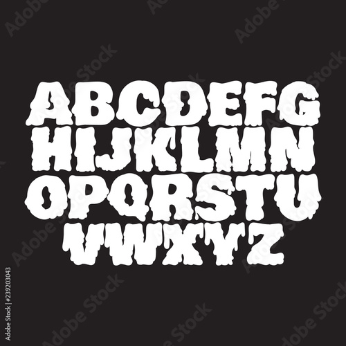 Vector melting type. Trendy font made in hand drawn line style. Cute font for card poster banner print for t-shirt.