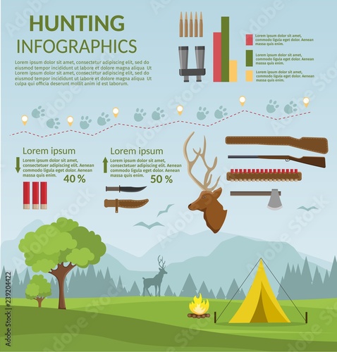 Hunting summer season open club safari vector illustration background