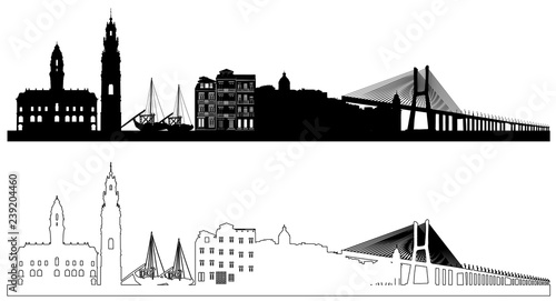 Portugal skyline silhouettes  vector illustration