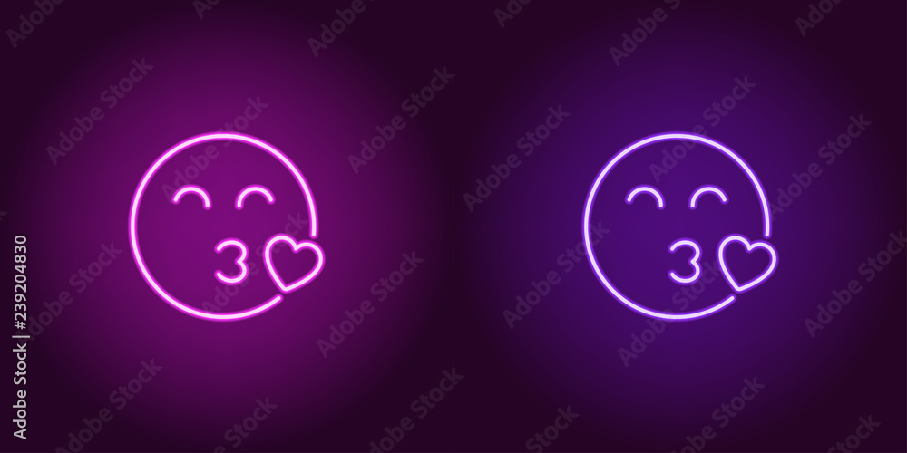 Neon illustration of enamored emoji. Vector icon Neon illustration of enamored emoji. Vector icon