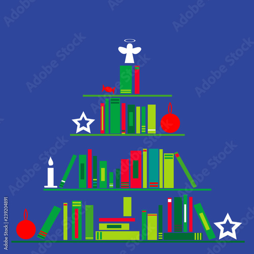 Christmas tree made of stylized books