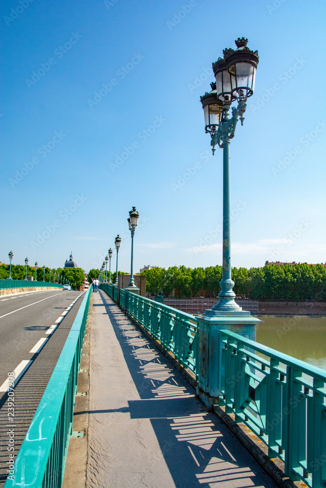 Street lights on a bridge in Toulouse