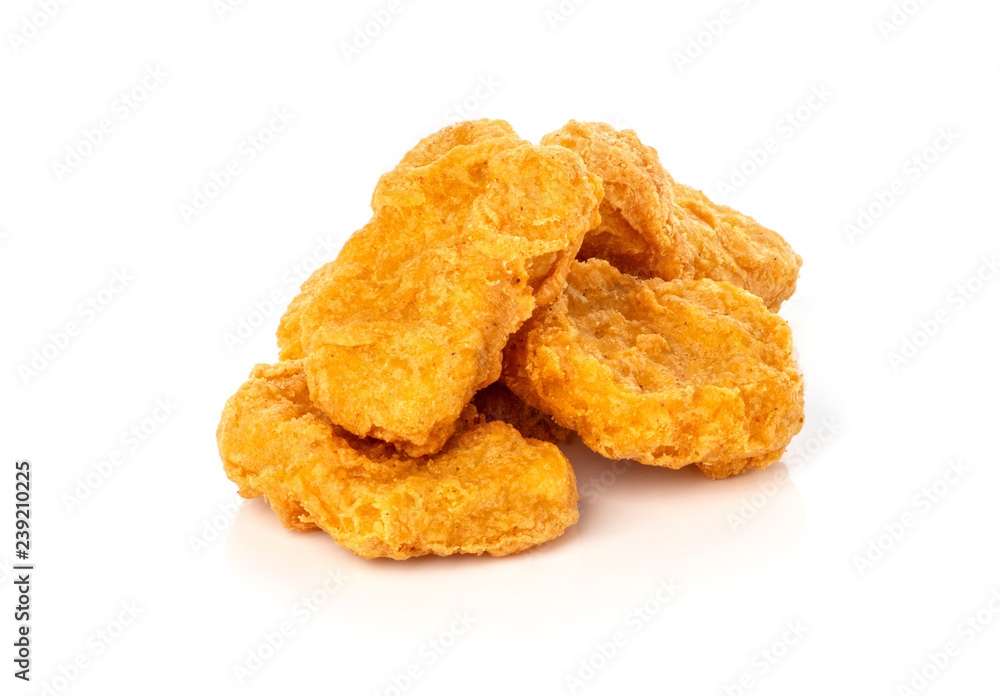 Fried chicken nuggets isolated on white background Fried chicken nuggets isolated on white background