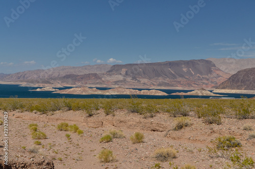 Big Boulder Island and Rock Island in Lake Mead view from Lakeshore Road, Nevada