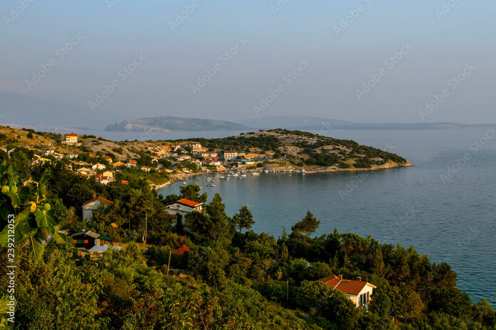 Summer sea seascape . Coastline  of Stara Baska  on Krk island . Adriatic sea. Tourist destination in Croatia, Europe.