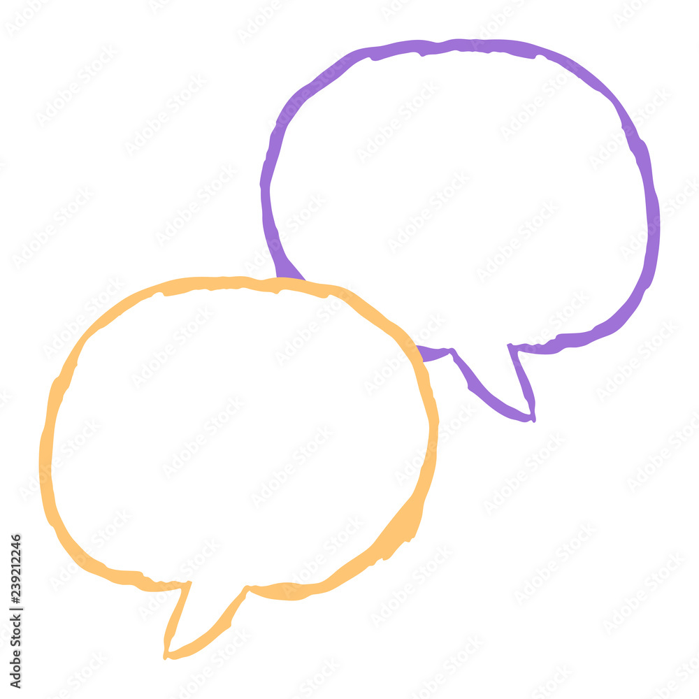 Fototapeta premium Two empty speech bubble sign drawing by paint brush stroke. This design graphic element is saved as a vector illustration
