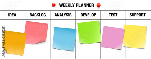 A set of notes showing the development stage. EPS10.