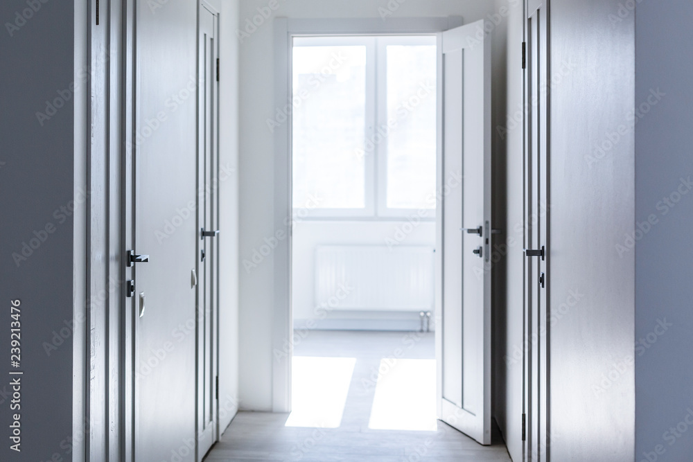 Empty white interior with door