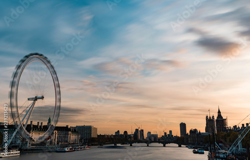 view of london at sunset