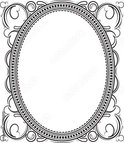 Old black oval frame with a blank space for text. Retro vintage greeting card, invitation or template for notes.