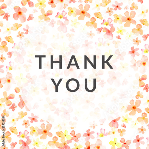 Thank You Note Background with Watercolor Flowers