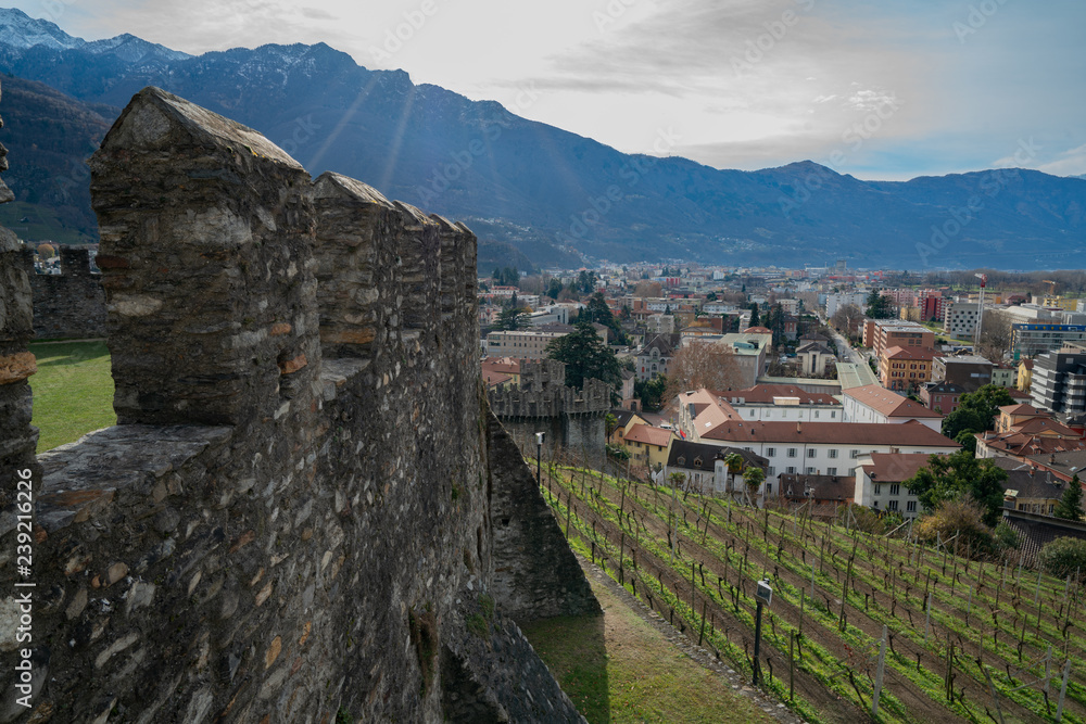 view of the city Bellinzona, Switzerland