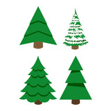 set of Christmas trees on a white background