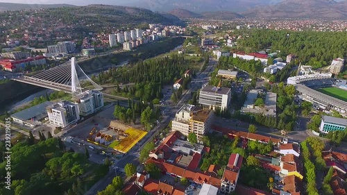 Podgorica city, Montenegro. Aerial view of a building in Podgorica
