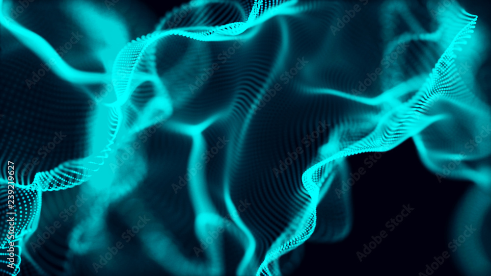 Fototapeta premium Abstract background of data flow. Dust particles.Futuristic technology element. 3D rendering.