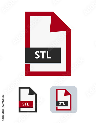 Stl file flat vector icon. Symbol of STL – standard triangle language format for 3D printing and 3D graphic isolated on a white background.