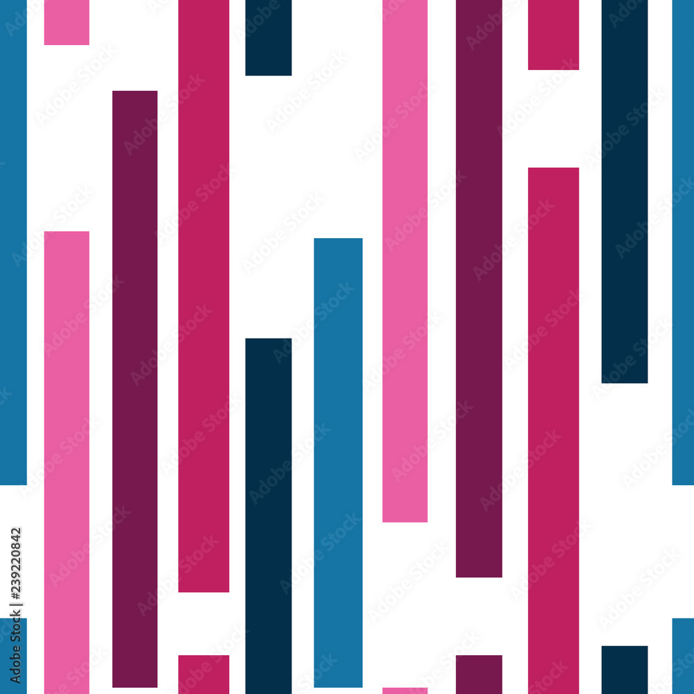 Obraz premium Vector stripe Seamless pattern background with vertical stripes. Straight lines. Fabric design. Vector illustration. Beautiful shades of blue and Pink