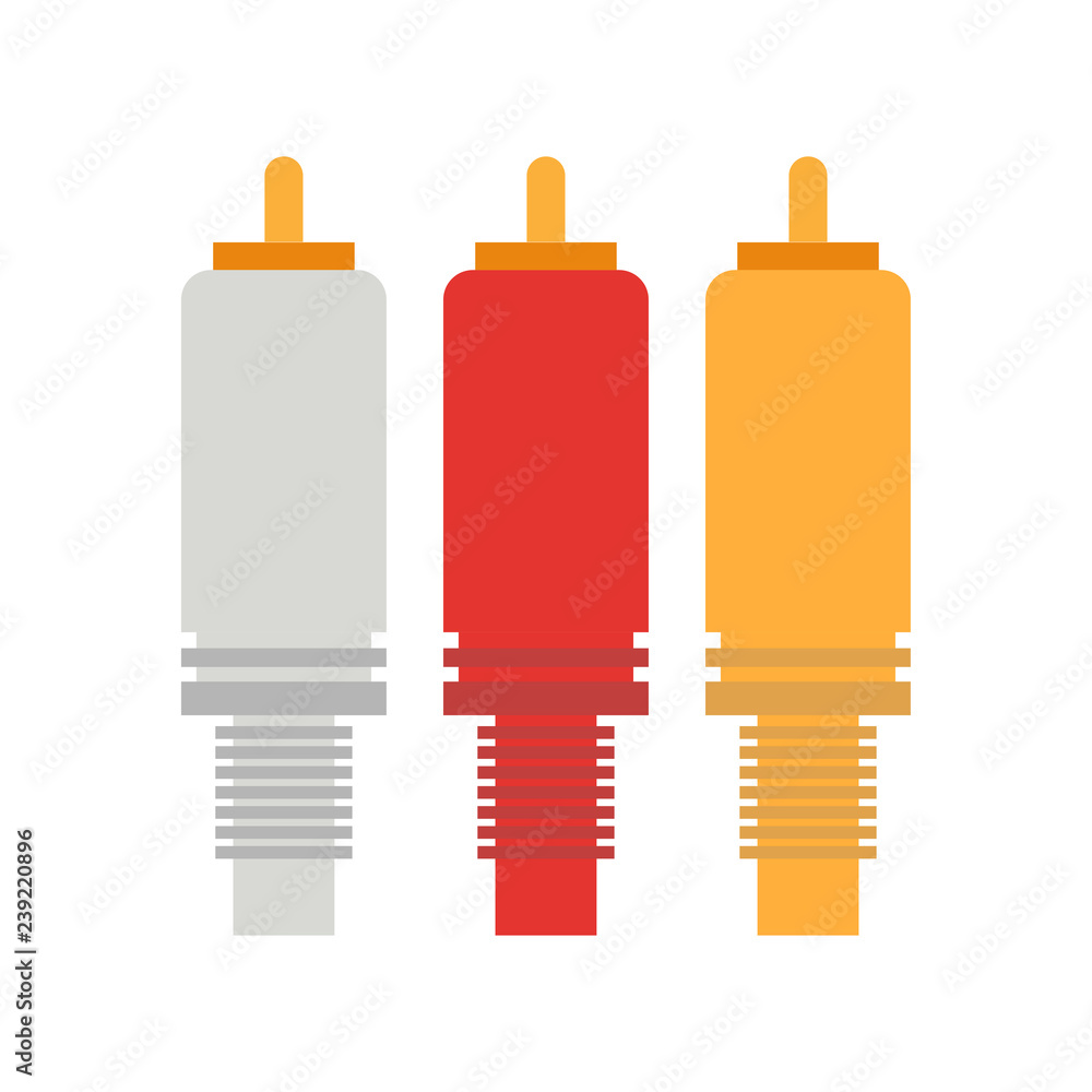 RCA. Three cable plug. Vector illustration. EPS 10. RCA. Three cable plug. Vector illustration. EPS 10.