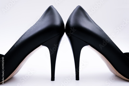 High heels stiletto concept photo, woman shoes isolated on white background