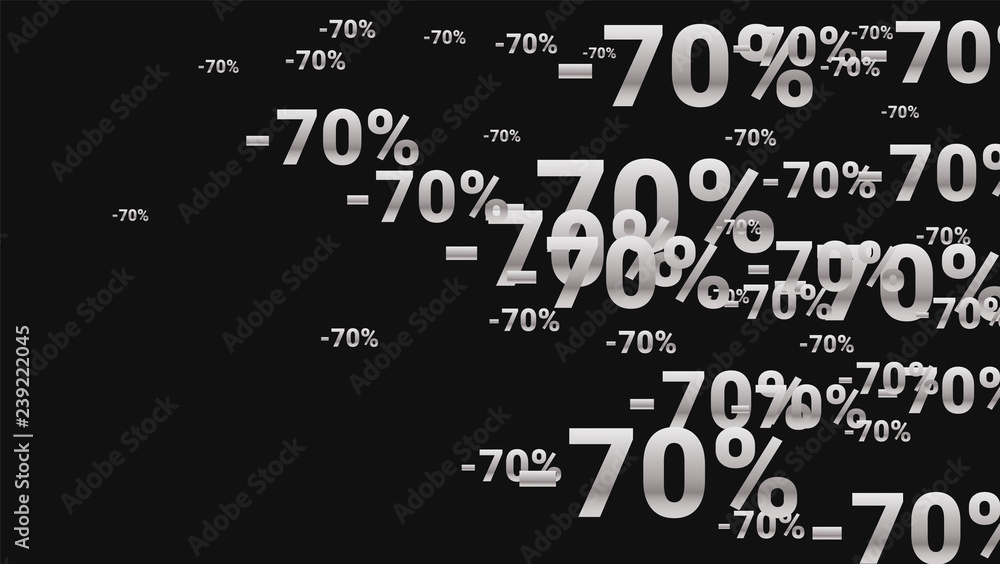 Percent Sings on Dark Background. Black Poster with Silver Percent Sings and Snowflakes. Vector Discount Sale Background. Percent Sings on Dark Background. Black Poster with Silver Percent Sings and Snowflakes. Vector Discount Sale Background.
