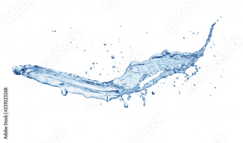 single pure blue water splash isolated on white background